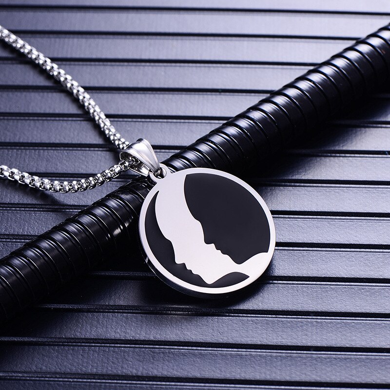 Zodiac sign 12 constellation pendants necklace men stainless steel male accessories simple silver necklace chains: H