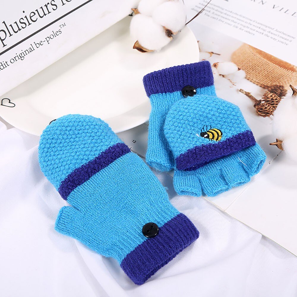 ARLONEET Toddler baby fingerless gloves Cotton knitted Warm winter gloves kids Girls Boys Winter cartoon Gloves