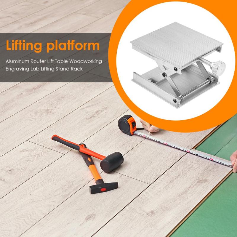 Aluminium Router Lift Tafel Houtbewerking Graveren Lab Lifting Stand (Zilver)