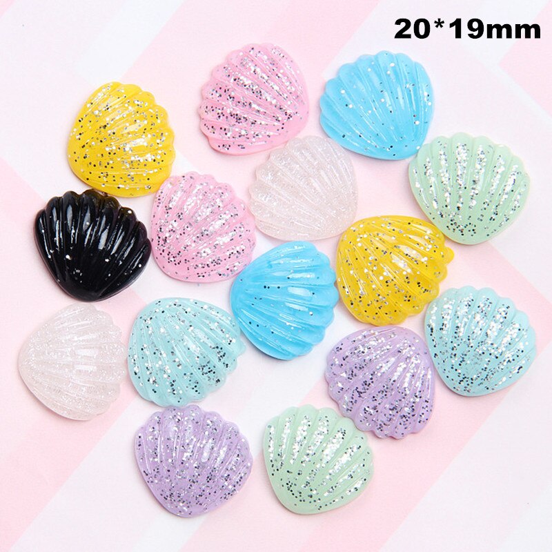 20 stk glitter ocean perle shell harpiks miniaturer diy håndværk kunst boligindretning tilbehør telefon shell patch kunstmaterialer: Skaller 08