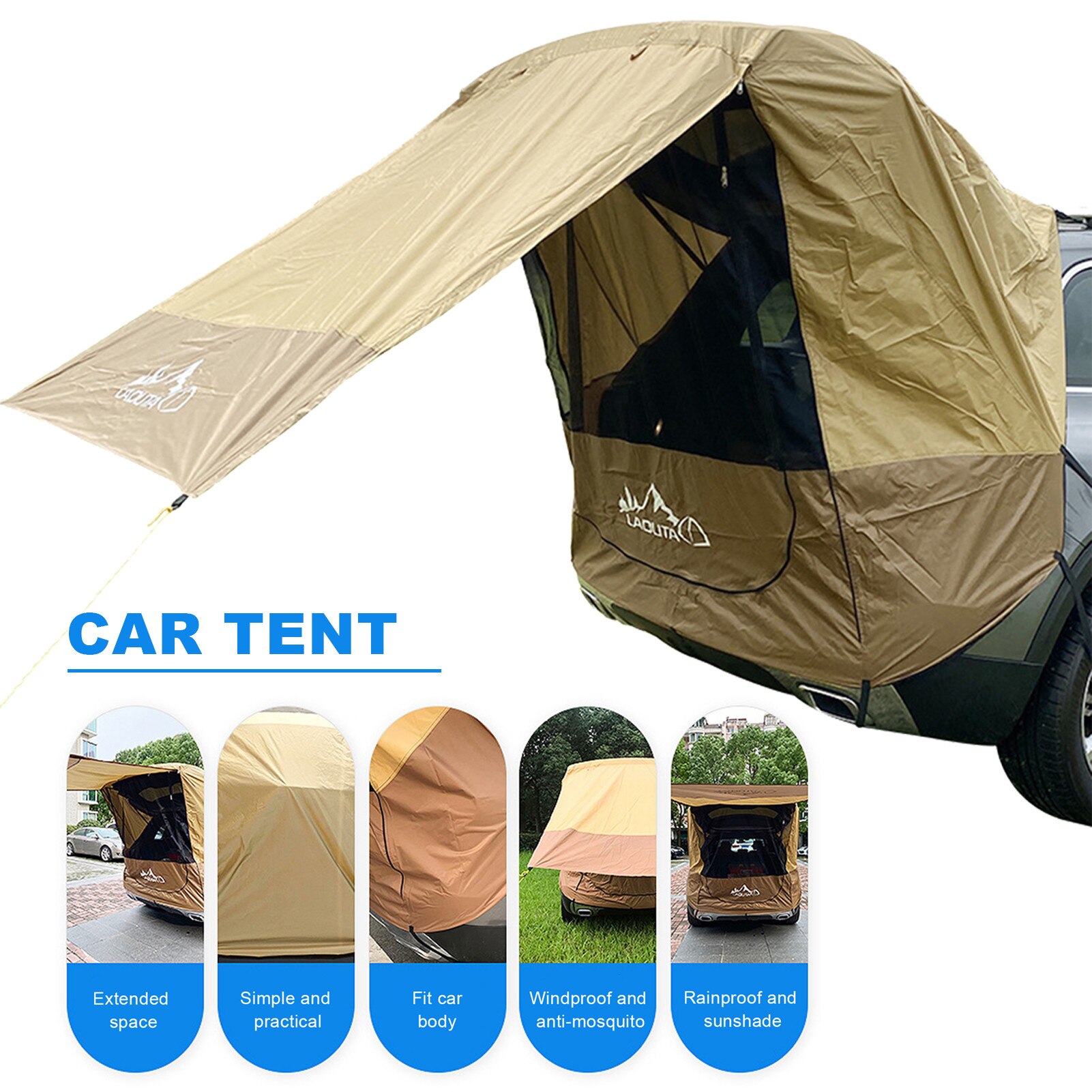 Auto Truck Tent Zonnescherm Regendicht Met Ondersteuning Staaf Anti-Uv Tent Side Luifel Suv Mpv Auto Tent Voor Outdoor Self-rijden Tour