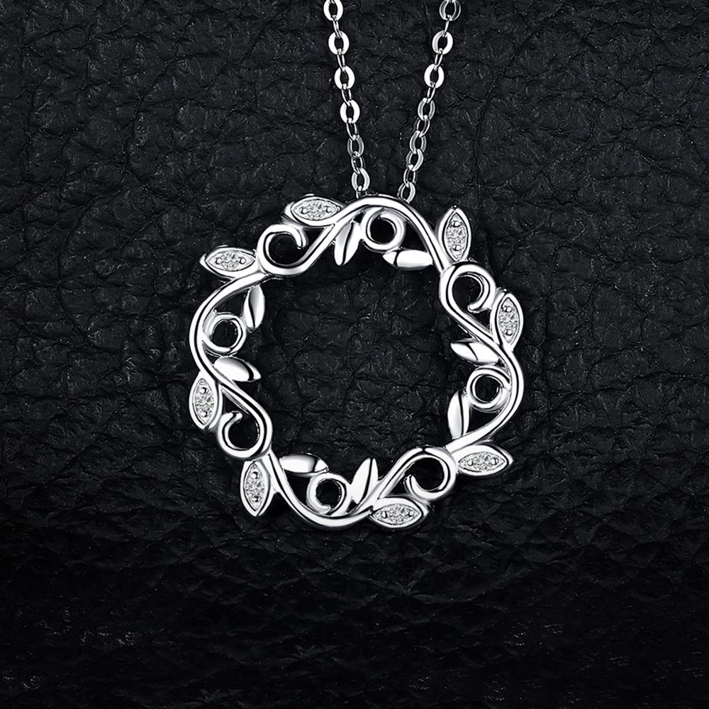 Jewelrypalace Bloemen Blad Cirkel 925 Sterling Silver Cubic Zirconia Hanger Ketting Olijftak Hanger Voor Vrouwen Geen Ketting