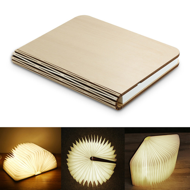 Houten boeklamp, draagbaar, usb oplaadbaar, led, magnetisch, 3 kleuren, dimbaar, opvouwbaar, nachtlampje, bureaulamp, woondecoratie: Esdoorn wit / S  10 8 2.5cm