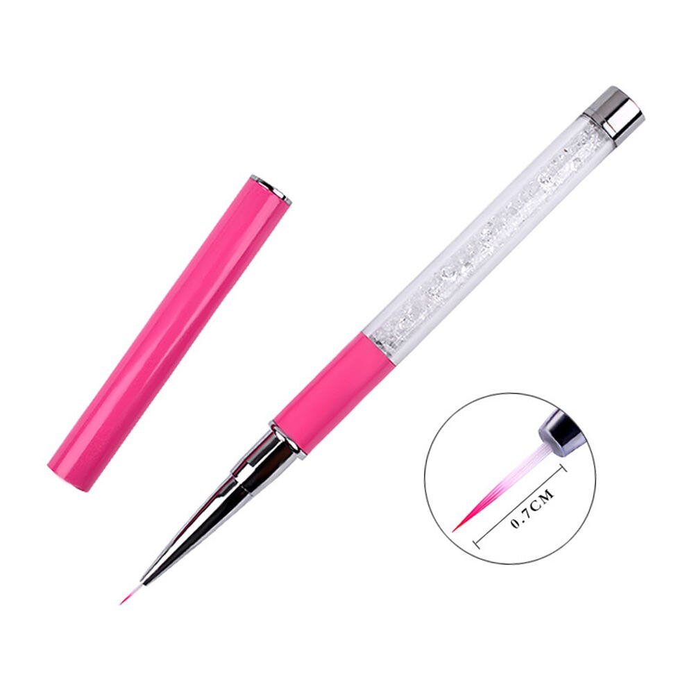 Bolígrafo dibujo uña polvo varilla diamante blanco rojo y blanco cabeza pintado cepillo para manicura línea de dibujo cristal acrílico pluma