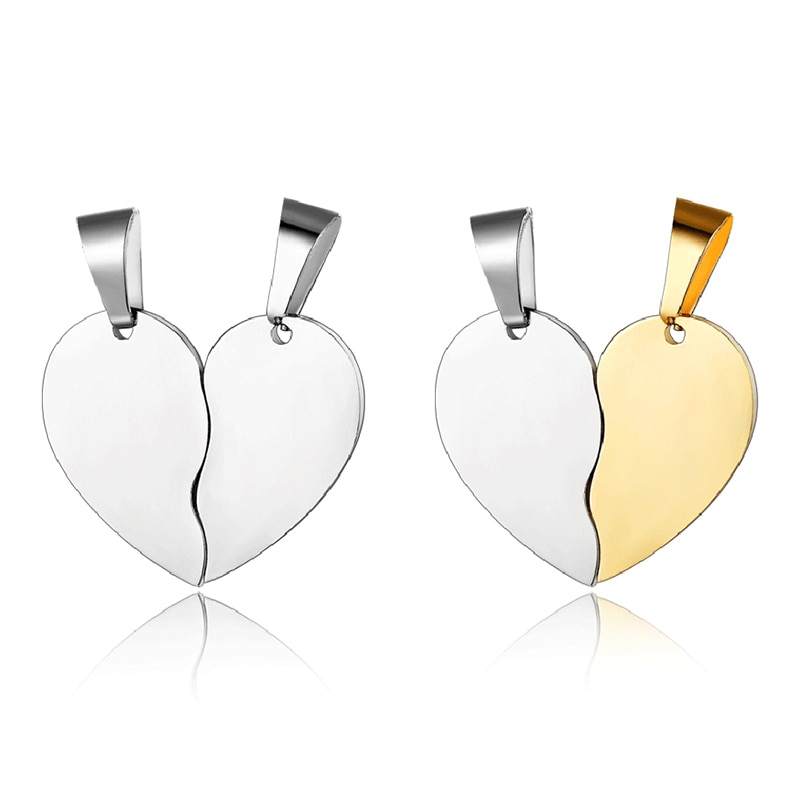 Best friend charm necklace gold silver color simple stainless steel heart pendant female unisex couple birthday have