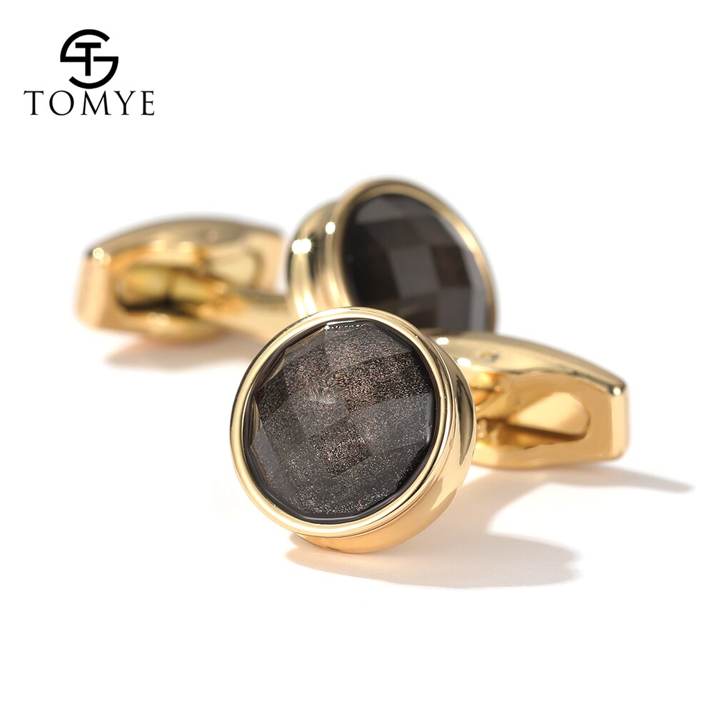 Cufflinks Wedding TOMYE XK20S050 Luxury Round Gold Shirt Cuff Links for Men: Default Title