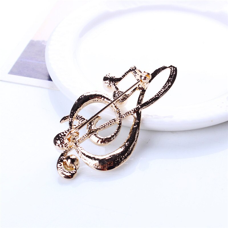 Frauen Strass Musik Hinweis Schal Brosche Rose Gold Violinschlüssel Stift Schmuck