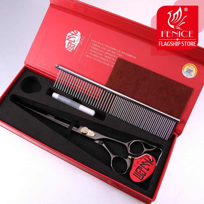 Fenice 7.0/7.5/8.0 Inch Hond/Kat Haar Cutiing Tools Huisdieren Grooming Rechte Trimmen Shear Schaar Voor scheren Honden
