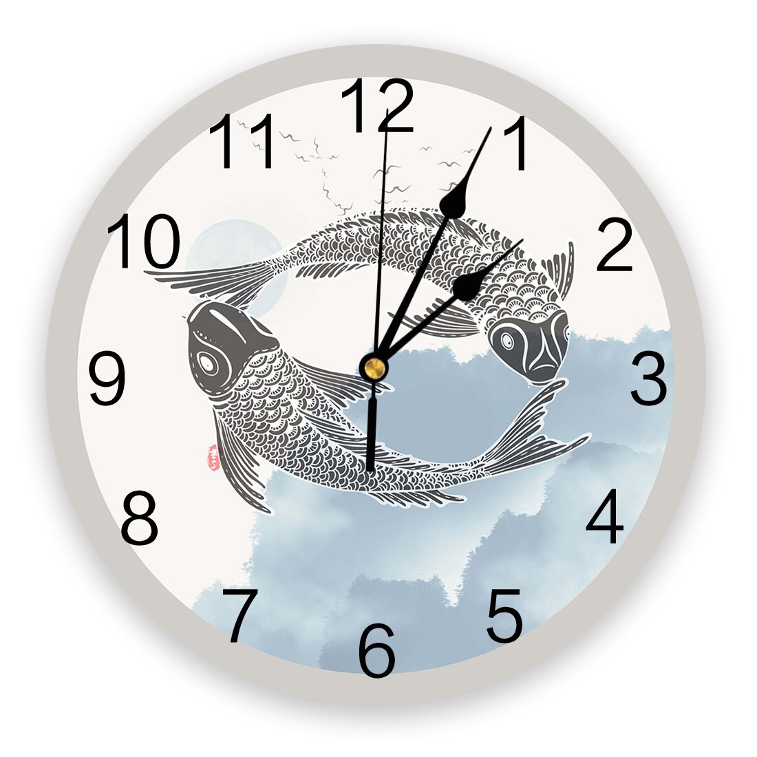 Horloge murale en pvc effet encre, motif plante et fleur, horloge numérique, décoration d'intérieur, décoration de salon moderne: Léo 02362 ckaz 1