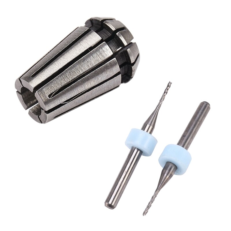 7Pcs 1-7Mm ER11 Collet Chuck Tool Bits Holder Spring Collet With 10Pcs Pcb Milling Cutter 1Mm Fish Tail Milling Cutter