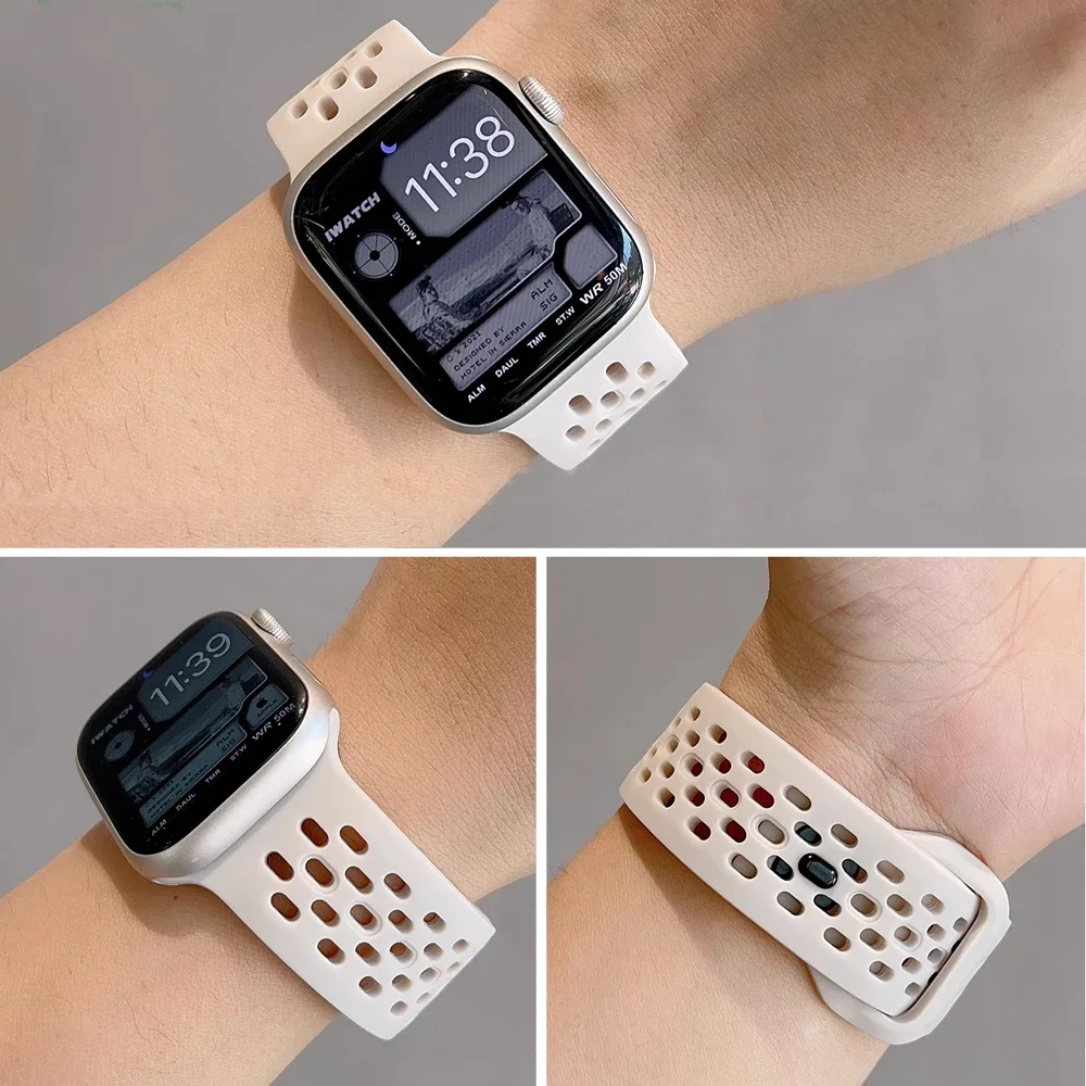 Correa de silicona para Apple Watch Correa 46mm 45mm 41mm 44mm 49mm 40mm 42mm pulsera Correa para Iwatch Series 10 9 8 7 6 5 SE Ultra 2