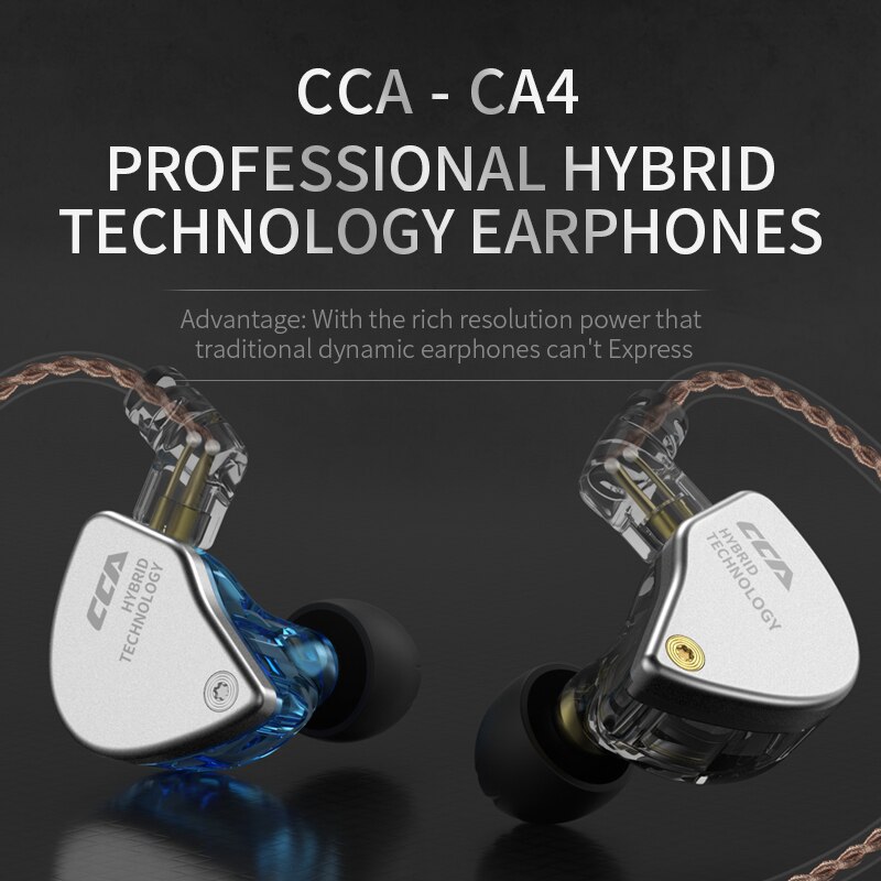 CCA CA4 IN Ear auricolari IN metallo tecnologia ibrida Hifi Bass auricolari cuffie con cancellazione del rumore KZ ZAX ZSX microfono gamer cablato
