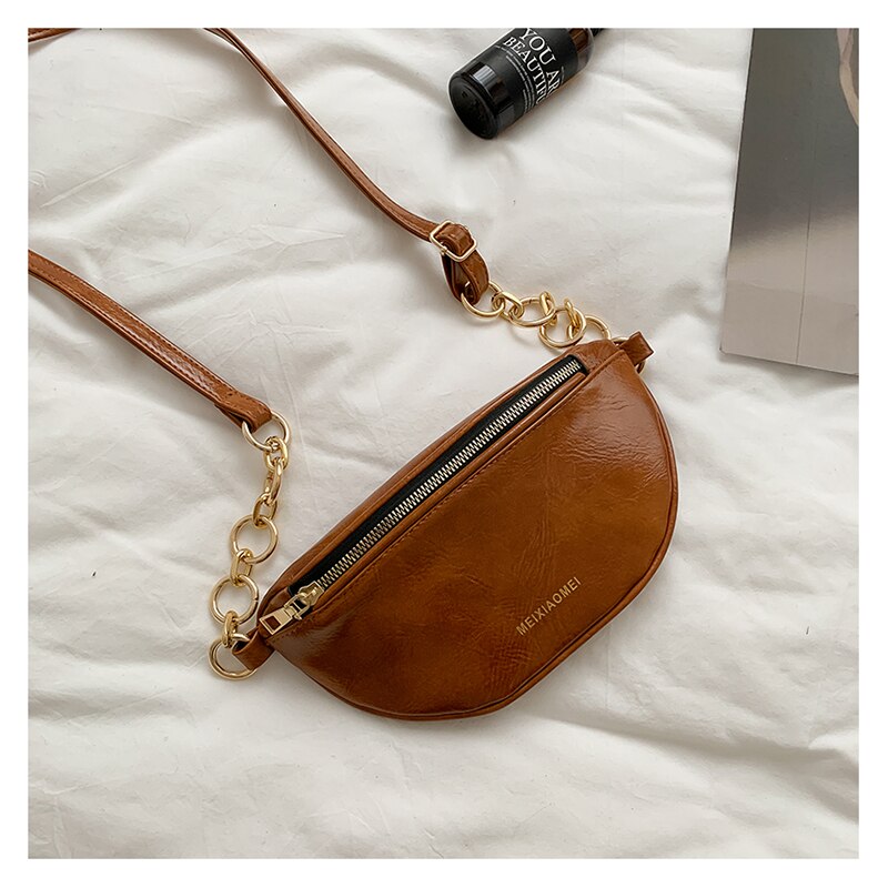 Vrouwen Taille Zakken Toevallige Kleine Borst Zak Crossbody Schoudertassen Voor Vrouwen Bolsa Feminina Pu Lederen Travel Portemonnee: Brown shoulder bag