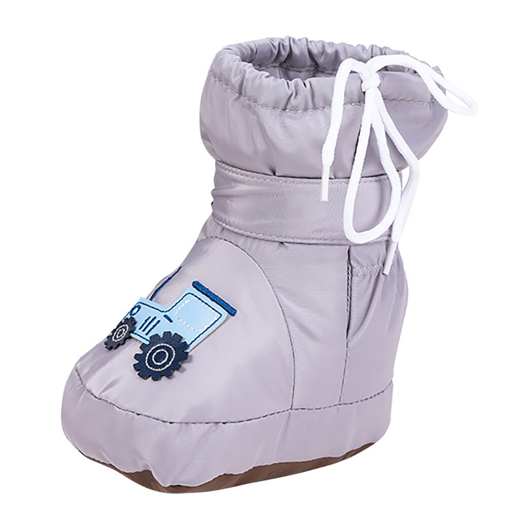 LONSANT Herbst Winter Baby freundlicher Jungen Mädchen Baumwolle Ersten Wanderer Warme Stiefel Einfarbig Gedruckt Komfortable Weichen Schnee Stiefel N30: Grau