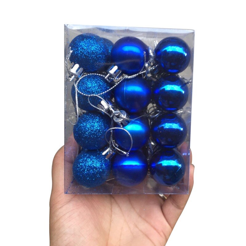 24Pcs Christmas Balls Christmas Tree Decoration Balls Plastic Plating Ornaments Home Garden Festive Party Supplies: Blue