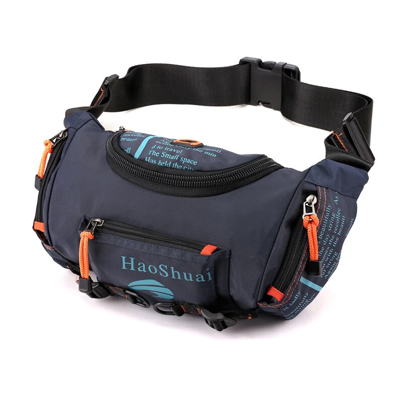 Top waterdichte oxford heren heuptas schoudertas grote capaciteit reis heuptas borst heuptas: Blauw nylon