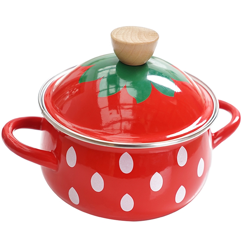 2,2 L Eanmel Kochen Topf Erdbeere Verdickung Emaille Heißer Topf 18Cm Suppe Topf Induktion Herde Gas Allgemeine