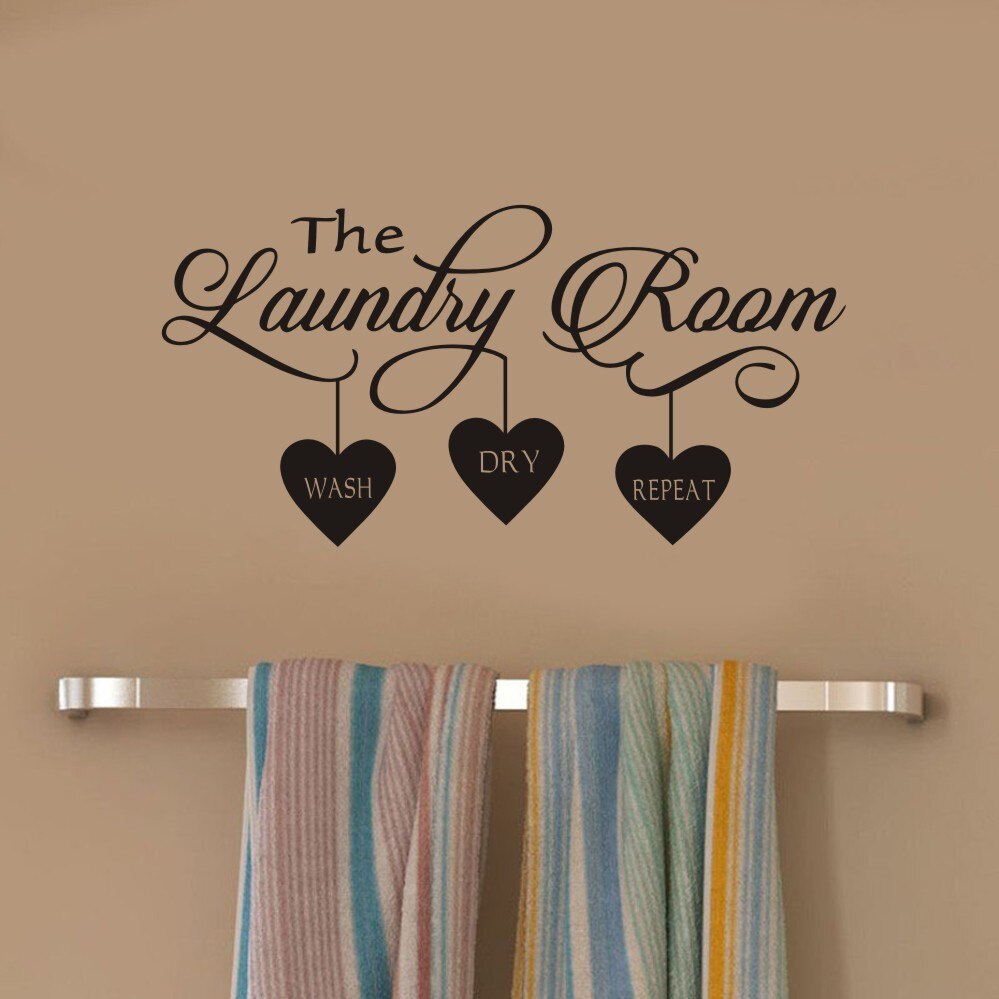 Laundry Room Sign Wall Stickers Room Decoration Removable Art PVC Mural Home Room Decor Wallpaper For Washing Room