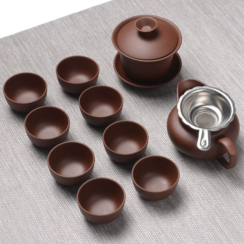 Handmade Purple Clay Kung Fu Tea Set Yixing Teapot Drinkware Tea Pot Cup Set ,Zisha Ceramic Chinese puer Teaset kettle: 07