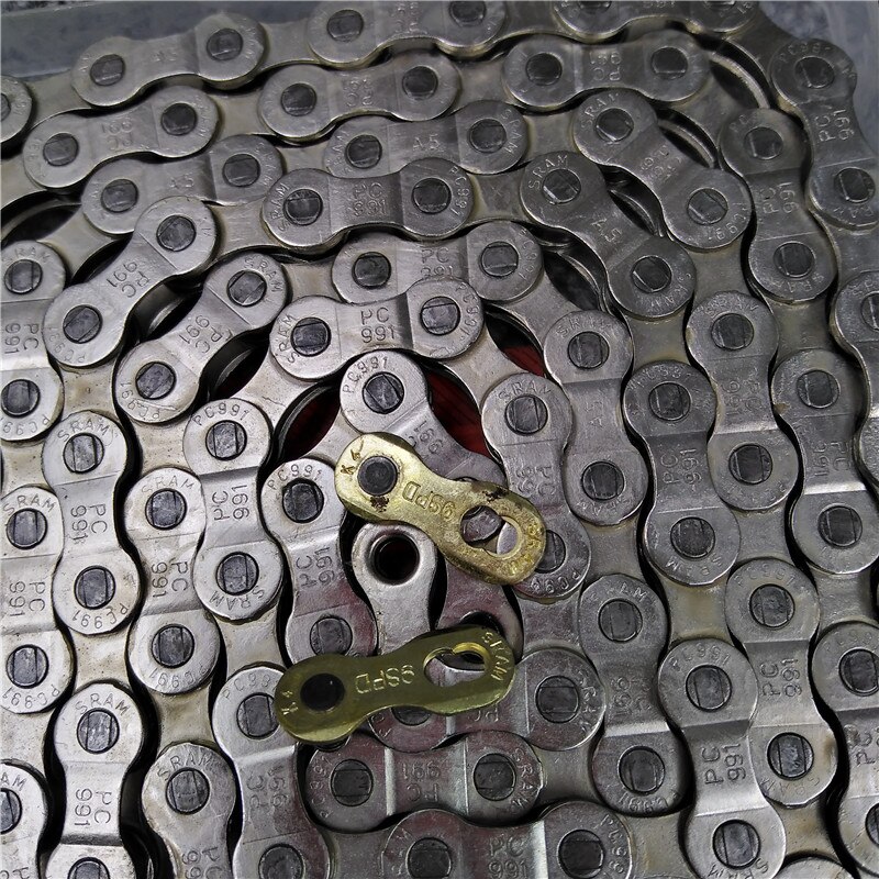 Mountain Bike 9 Speed Chain Step Riveting with Power Link Connector 114 Links Bicycle Parts