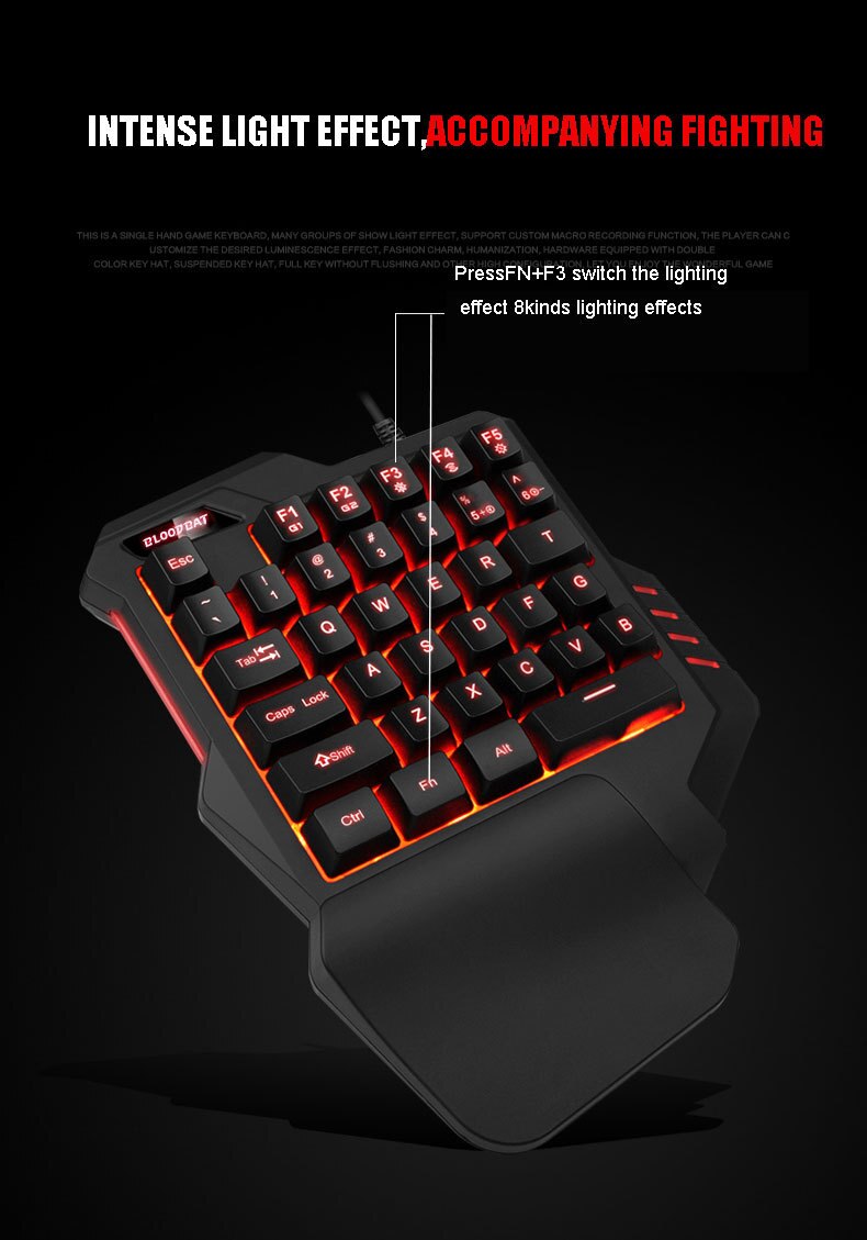 One-Handed Mechanical Gaming Keyboard Mouse Set RGB Backlit Portable Mini Gaming Keypad for PC PS4 Xbox Gamer