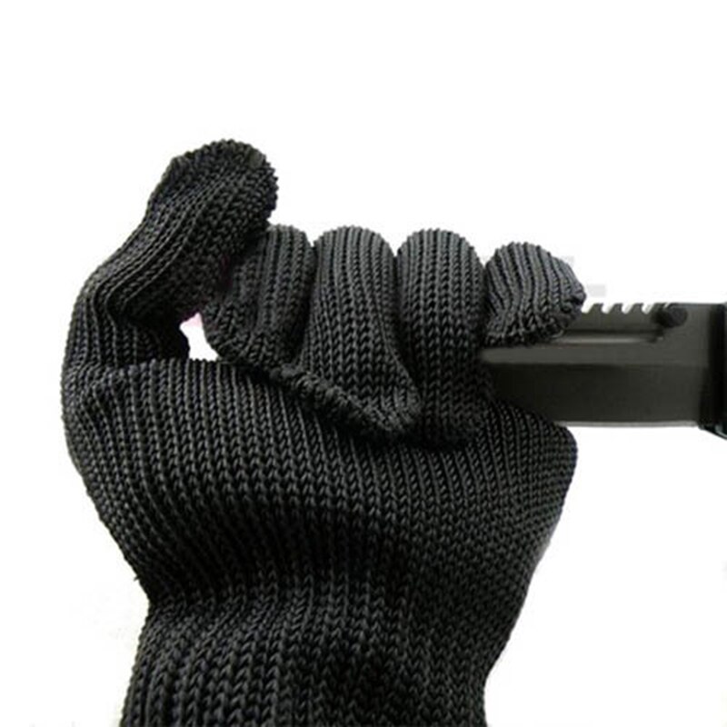 1 Pair Black Proof Stainless Steel Safety Cut Protect Metal Mesh Gloves