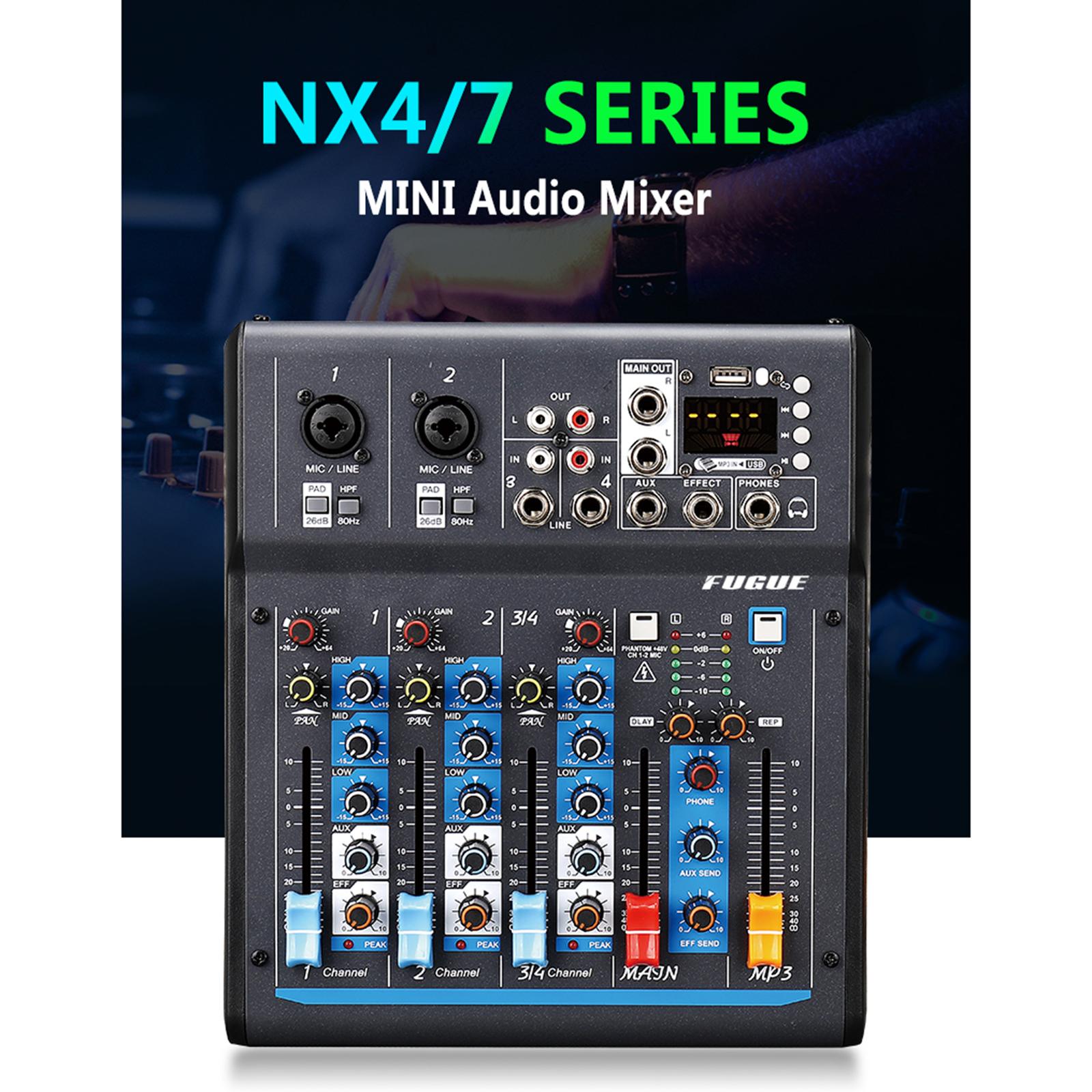 Small Audio Mixer 4 Channel Digital Signal Processor Digital Display Bluetooth Sound Board Console NX4 US Standard for Online PC