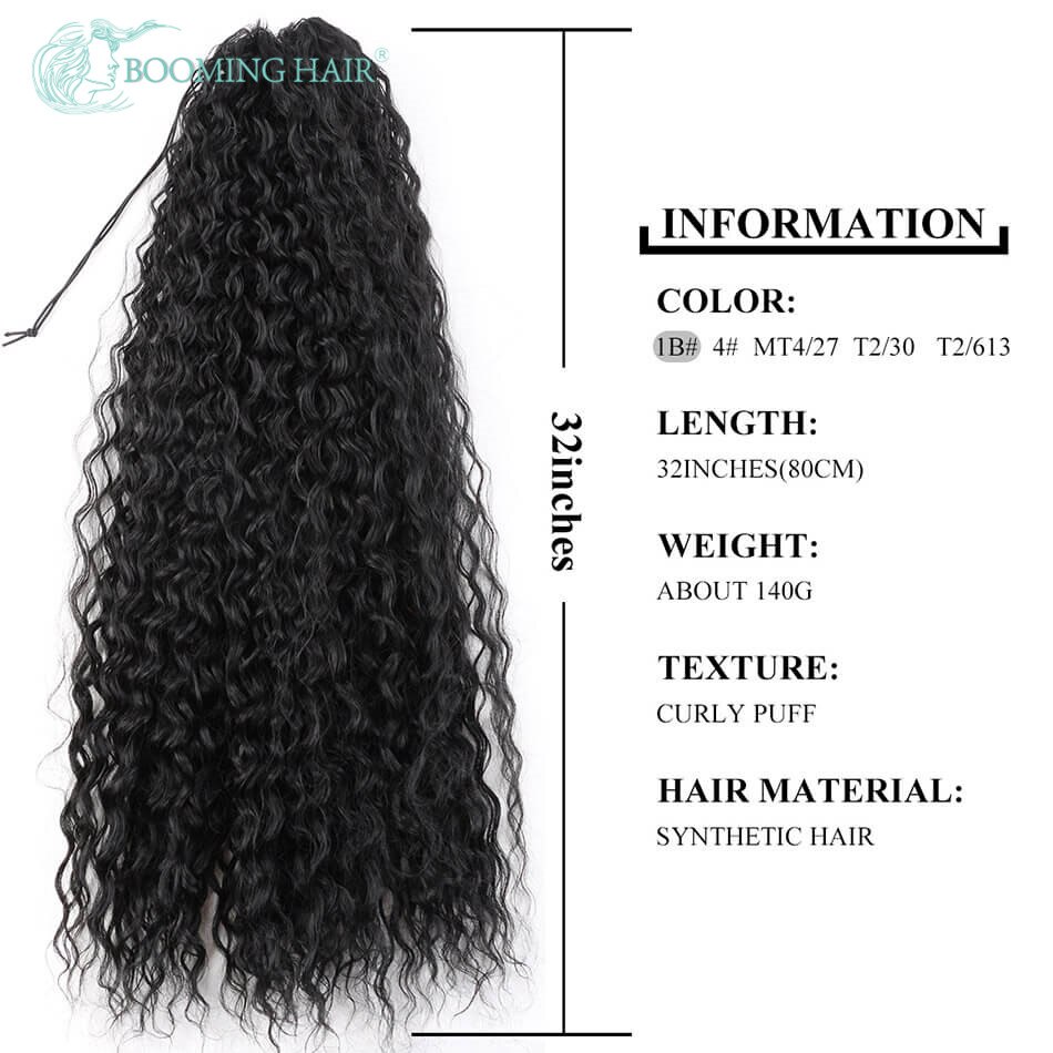 Coletero de onda larga de agua extensiones de cabello con Clip, pelo sintético, cola de caballo de 32 pulgadas