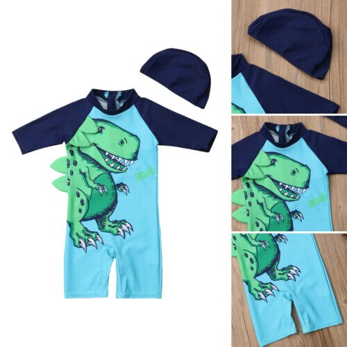 2 PCS Baby Kinder Jungen Sonnenschutz Bademode X Dinosaurier Strand Quick Dry Bademode Rash Guard Kostüm Badeanzüge UK