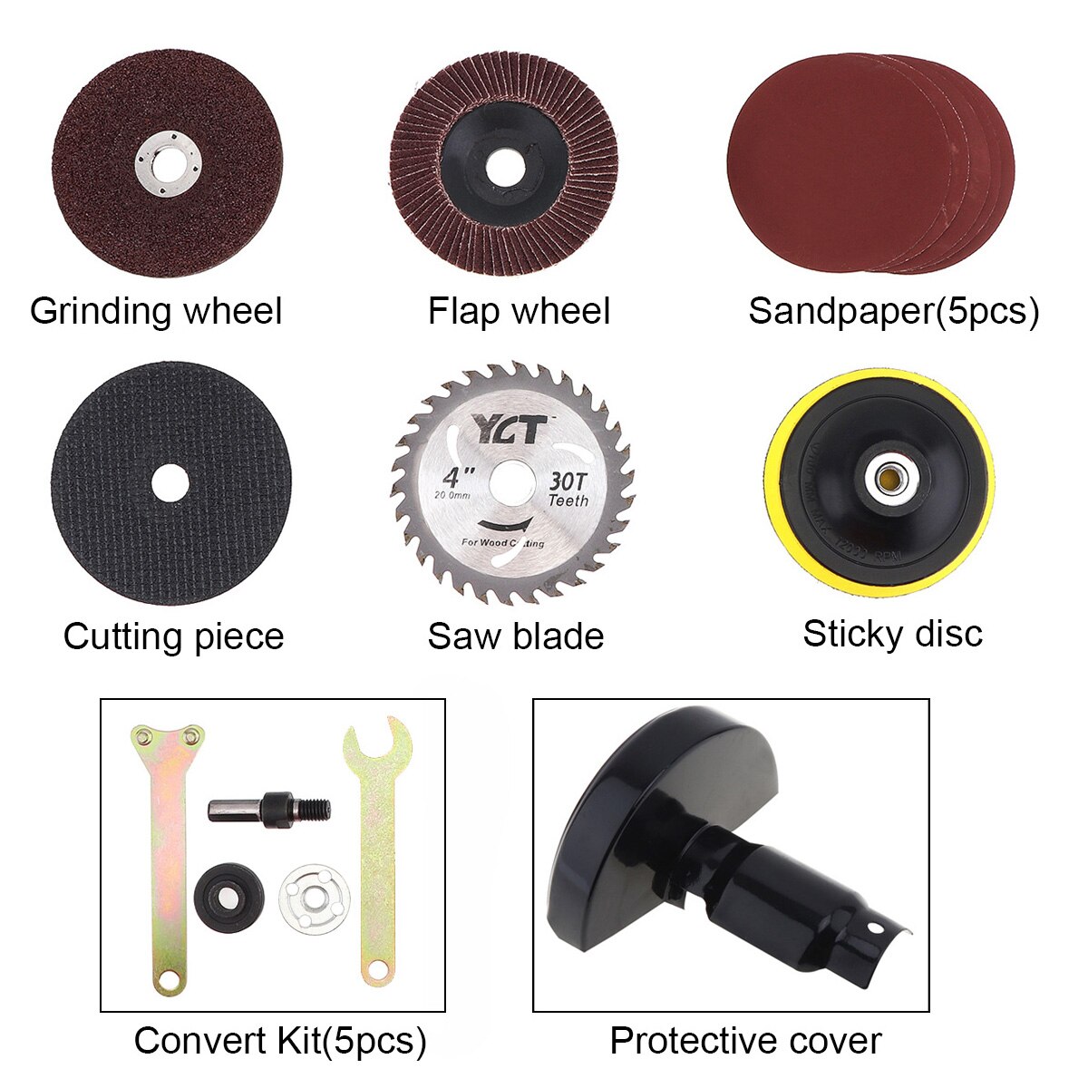 Asiento de pulido eléctrico, herramienta de conversión de asiento de corte, accesorios, soporte de corte para moler, 14/16/17 unids/set/Set: 16pcs