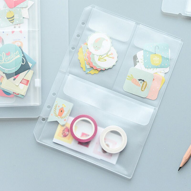 1PCS A5 / A6 transparent PVC zipper presentation file folder bag compact planner file holder bag