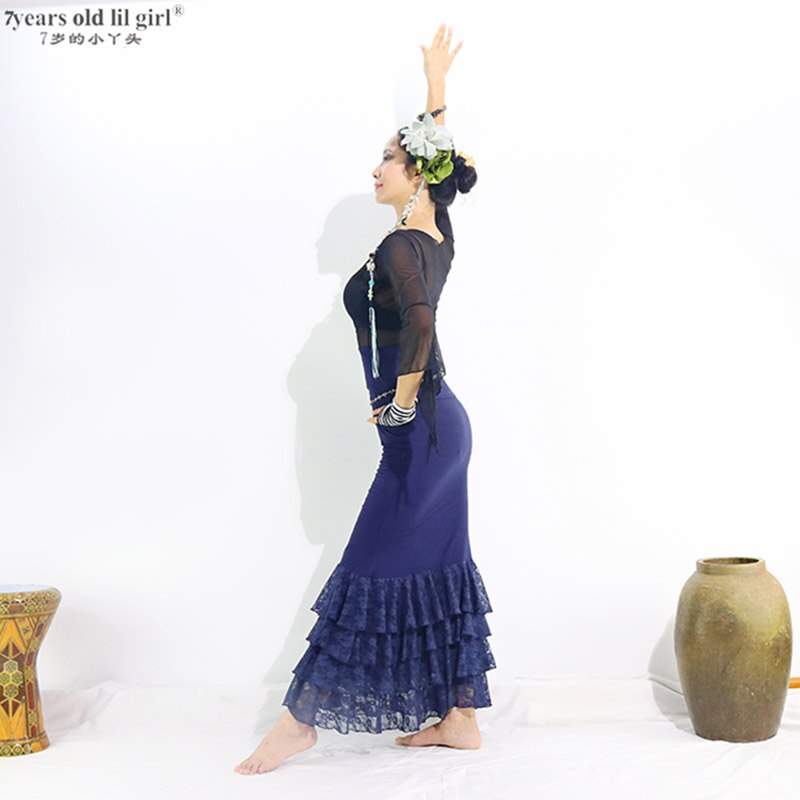 Robe de danse espagnole, tenue de pratique de Flamenco, multicouches, ENN01
