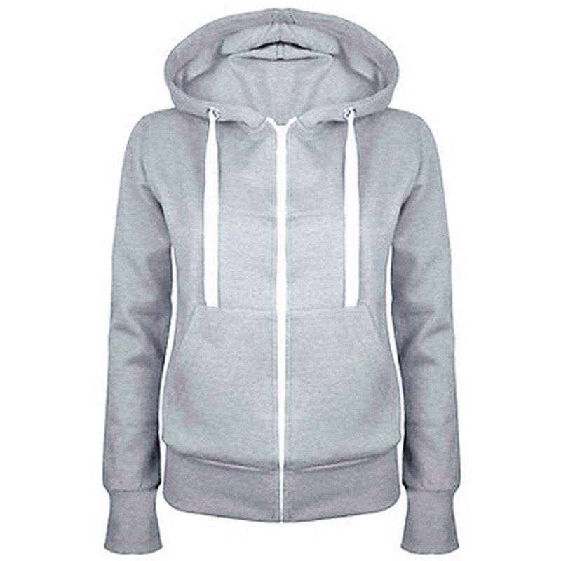 Classic Ladies Hoodie Sports Zipper Hooded Jacket Outdoor Running Fitness Jacket Sweatshirt Female Outwear