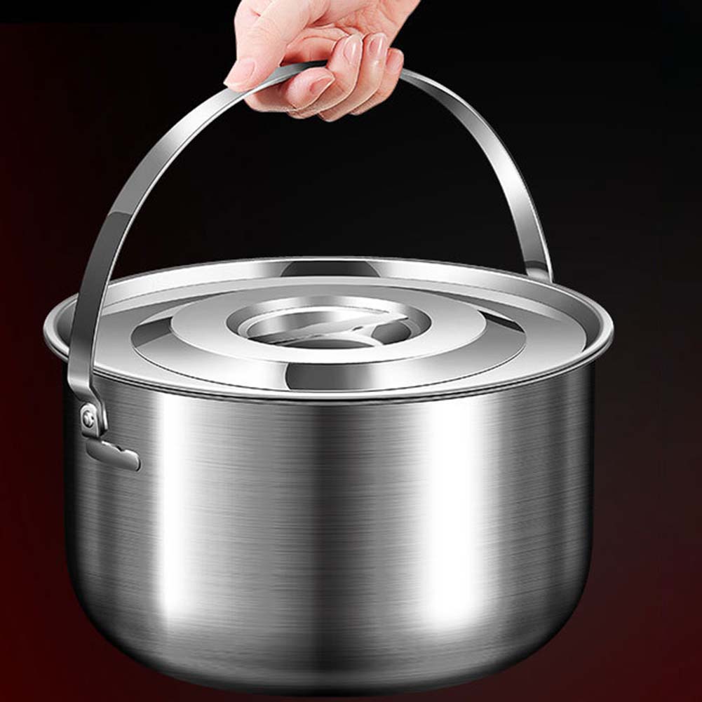 Camping soppgryta 1.4l 2.4l 4l 6l rostfri gryta av grisolja med lock och handtag utomhuspicknickkök köksredskap tillbehör