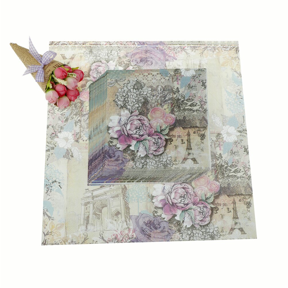 Tryckt funktion ros blommapapper servetter fest dekoration vävnad decoupage servilleta engångsservett 33cm*33cm 20 st/förpackning