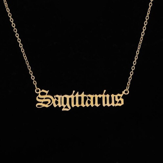 Gorąca sprzedaż konstelacji zodiaku naszyjniki biżuteria dla kobiet moda styl zaprojektowany list strzelec Leo naszyjniki Collier: I
