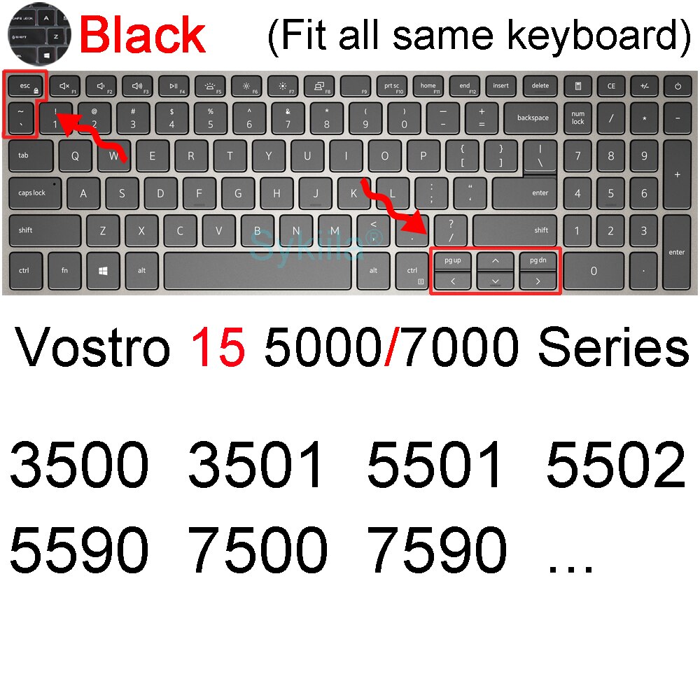 Klawiatura pokrywa dla Dell Vostro 15 5000 7000 3000 serii 5510 5515 7510 ochraniacz skóry film krzemu jasne czarny Obudowa 2021 2020: czarny 2019-2020