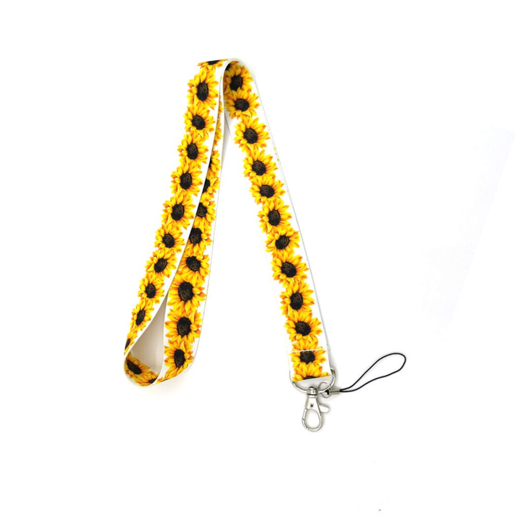 Zonnebloemen Neck Strap Lanyard Voor Sleutels Tags Id Werk Verpleegkundige Kaart Badge Houder Mobiele Bandjes Telefoon Touw Sleutelhanger Keycord Lint: long