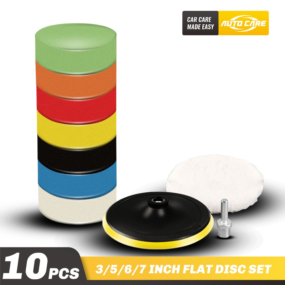 Almohadilla de esponja de pulido 10 Uds. 3 ''5'' 6 ''7'' Kit de herramientas de mano pulido circular compuesto para pulidor de coche