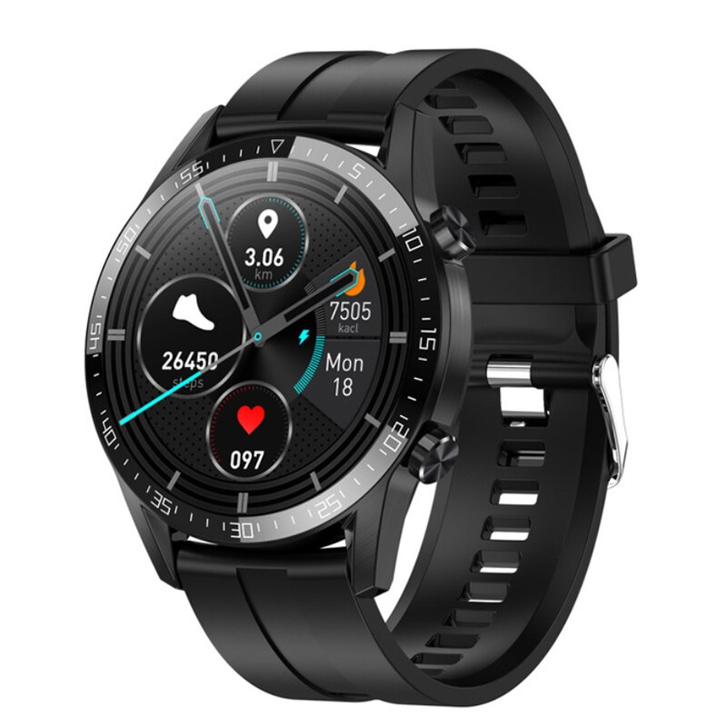 Timewolf Relo IP68 Smartwatch Voor Android Ios Telefoon: Black silicone