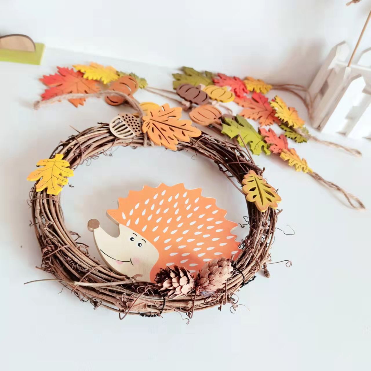 Guirlande de hérisson de pâques, décoration murale de porte de jardin en plein air, couronne de pâques artificielle suspendue