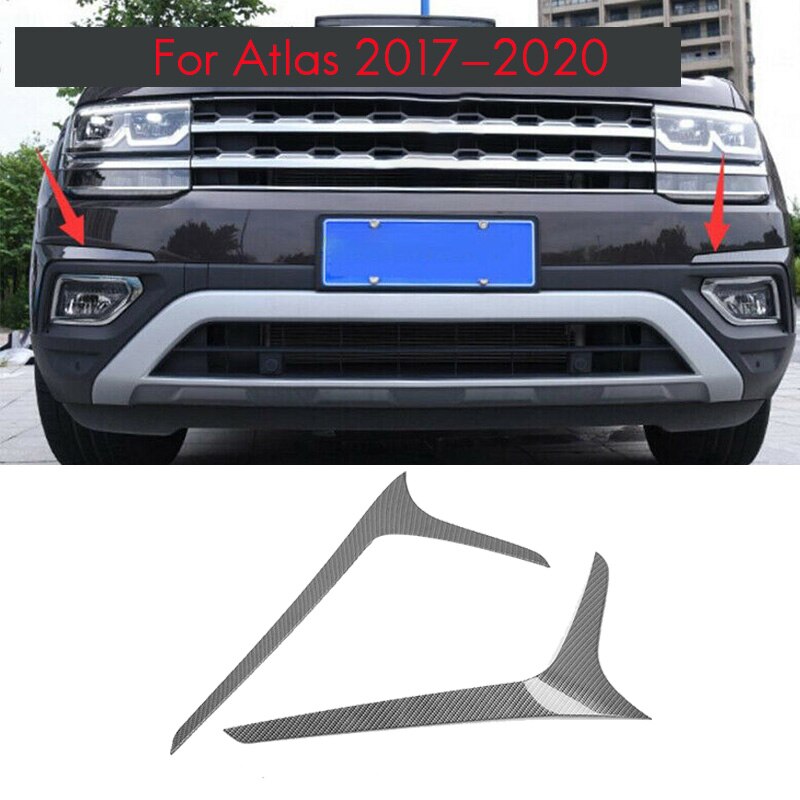 Carbon Fiber Car Front Fog Light Lamp Eyelid Cover Decoration Strip Trim for Atlas