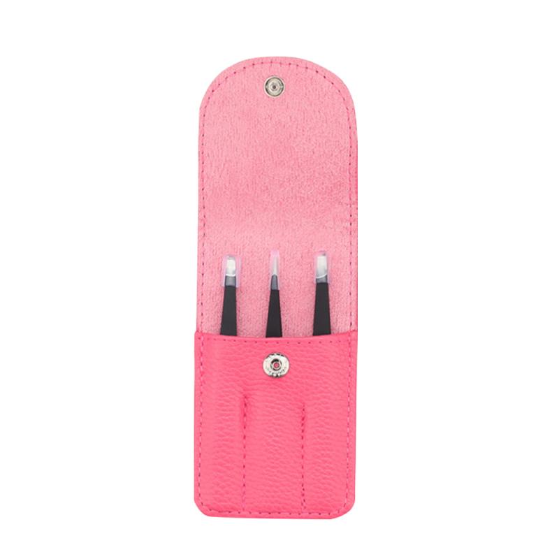 3 Pcs Wenkbrauw Pincet Rvs Slant Tip/Punt Tip/ Flat Tip Voor Ontharing Makeup Accessoires Met tas TSLM1: 02