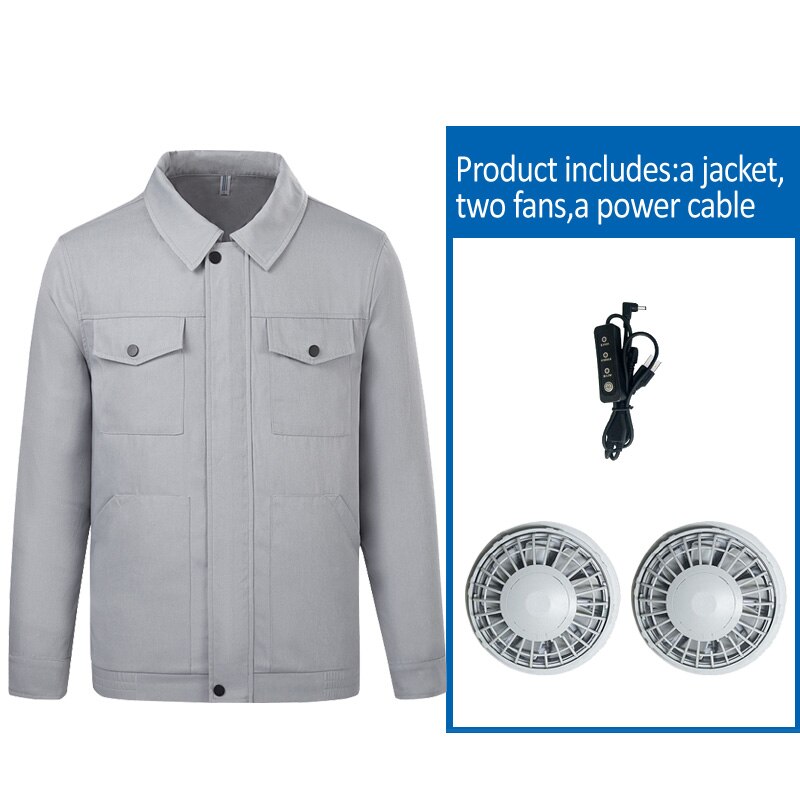 Chaqueta con ventilador de refrigeración para verano, ropa de trabajo, chaqueta de senderismo, fuente de alimentación USB, protección de golpe de calor, ropa de trabajo, aire acondicionado: 02 / L