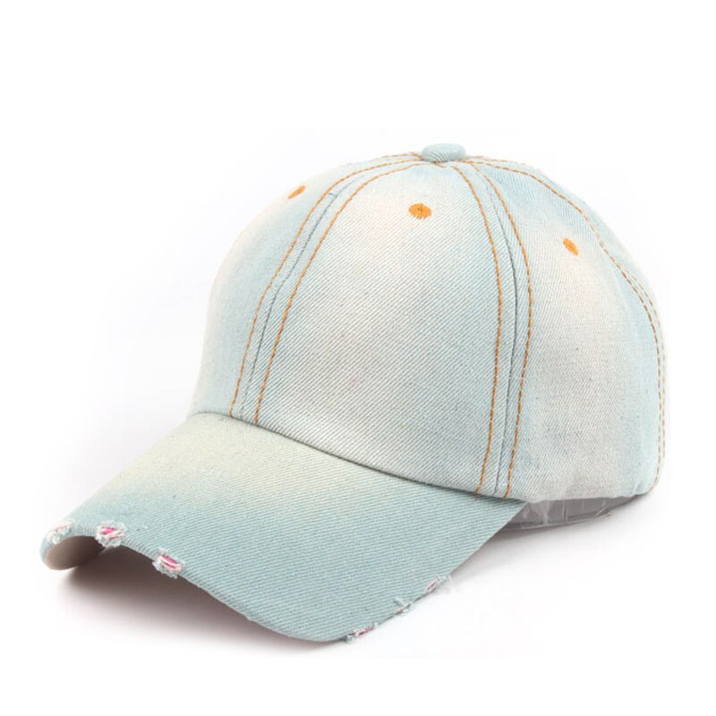 #39 gewassen denim dames baseball pet licht board bone pet casual pure kleur stiksels heren platte hoed snapback petten: 1