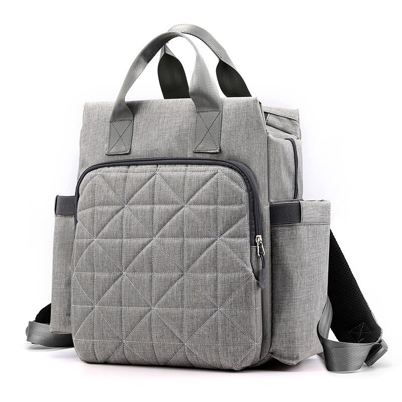 Style Diaper Bag Mom Mom and Baby Nursing Backpack Hand Shoulder Large Capacity Lightweight Ultra-Light: Gray Quilted