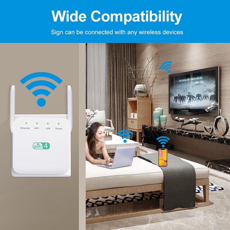 Wireless Wifi Extender 300Mbps Amplifier Long Range Wifi Signal Booster Ultraboost Long Range Wifi Repeater,US Plug