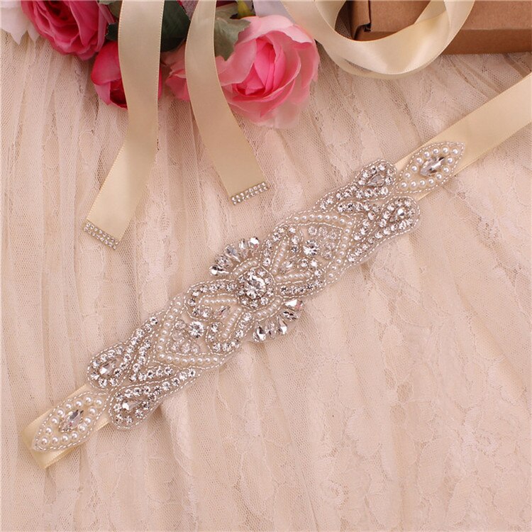Yjwsxf Bruids Riem Trouwjurk Riem Dames Riem Parel Avondjurk Riem Rhinestone Riem Accessoriessories: champagne