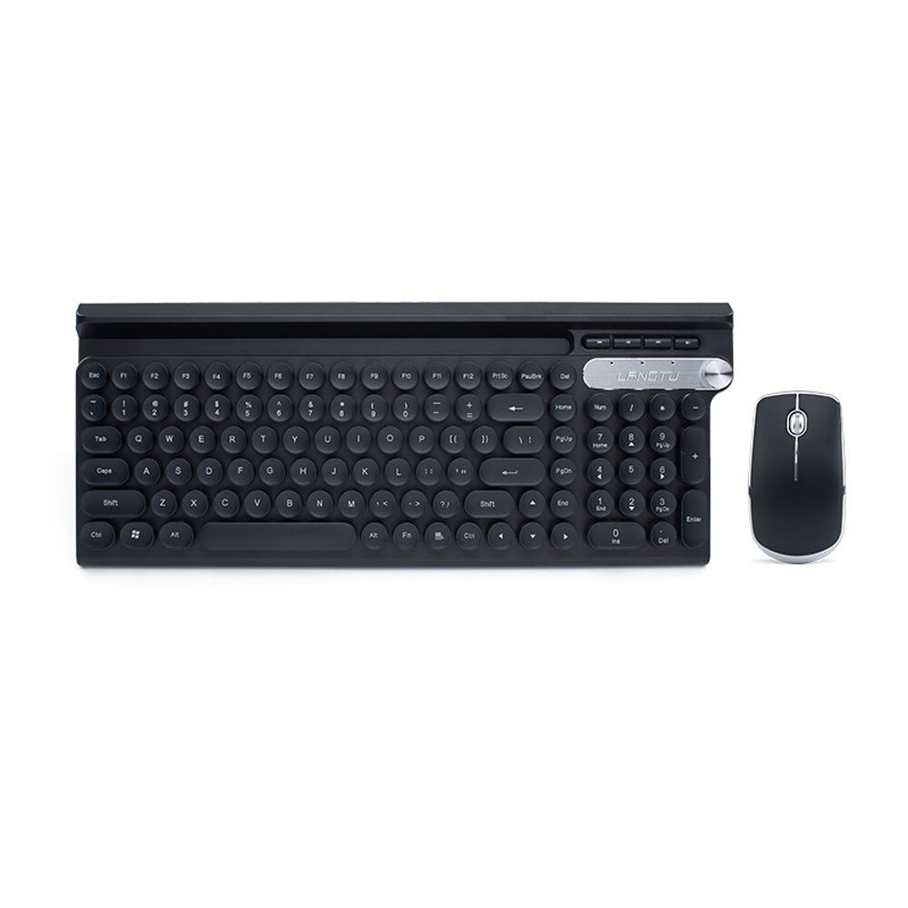 2.4Ghz Wireless Rechargeable Keyboard Mouse Combos USB Multimedia Gaming Mute Keyboard Mouse Sets: Black