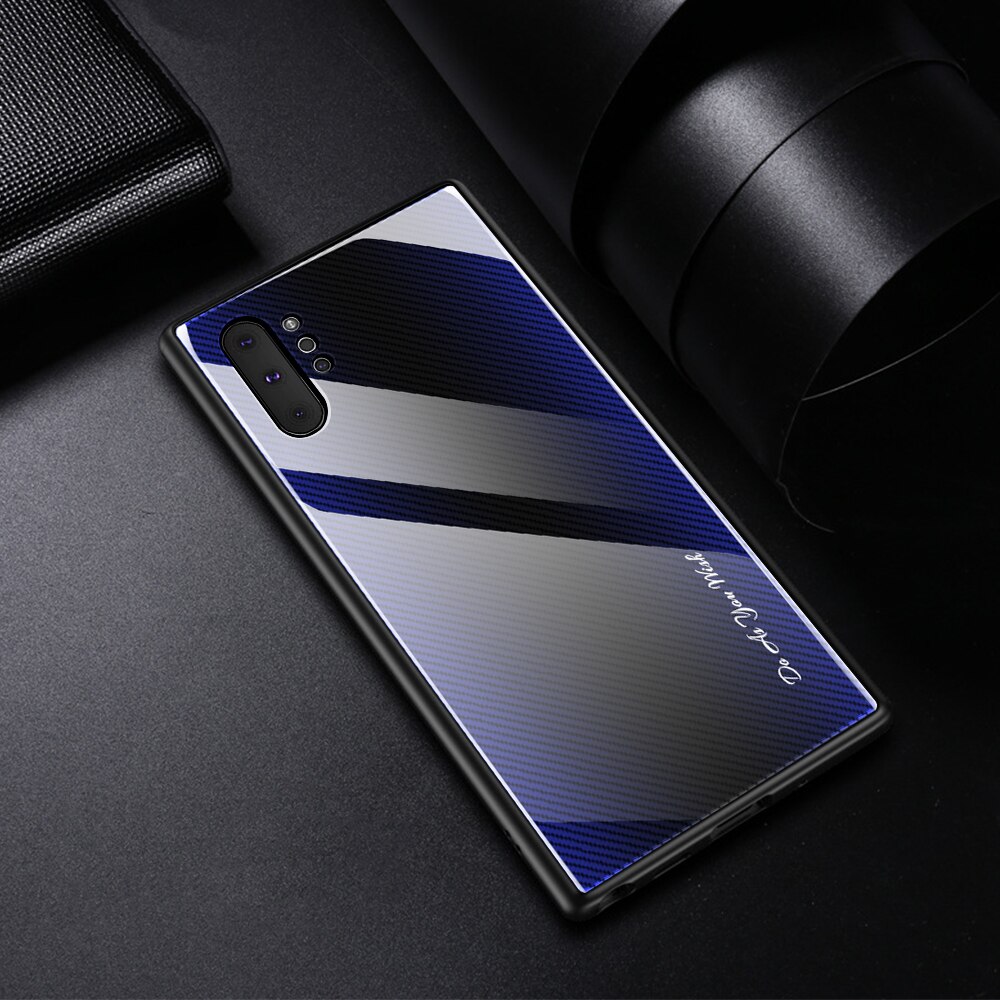 Voor Samsung Galaxy 10 Case Luxe Hard Gehard Glas Gradiënt Beschermende Cover Case Voor Samsung Note 10 Plus Note10 Pro: For Note 10 Plus / Dark blue